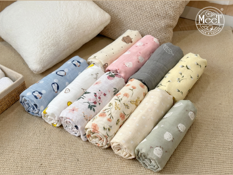 PRINTED COTTON FACE & HAND TOWELS