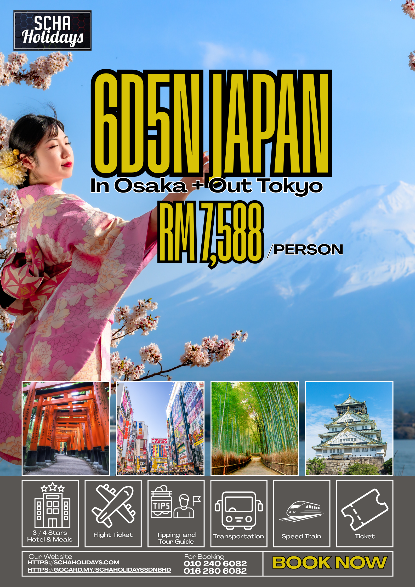 6D5N Tokyo + Osaka Japan Tour