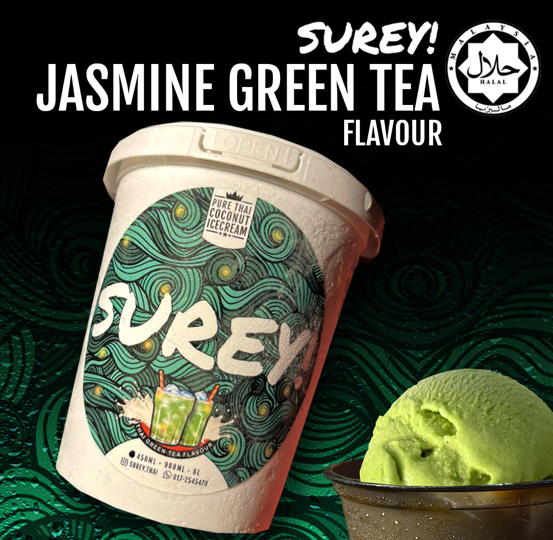 Surey! Coconut Icecream - Thai GreenTea Infused 0.5liter Tub